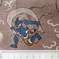 ◆半襟・半衿【風神雷神】朽葉色 6枚目の画像