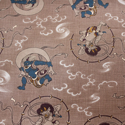 ◆半襟・半衿【風神雷神】朽葉色 3枚目の画像