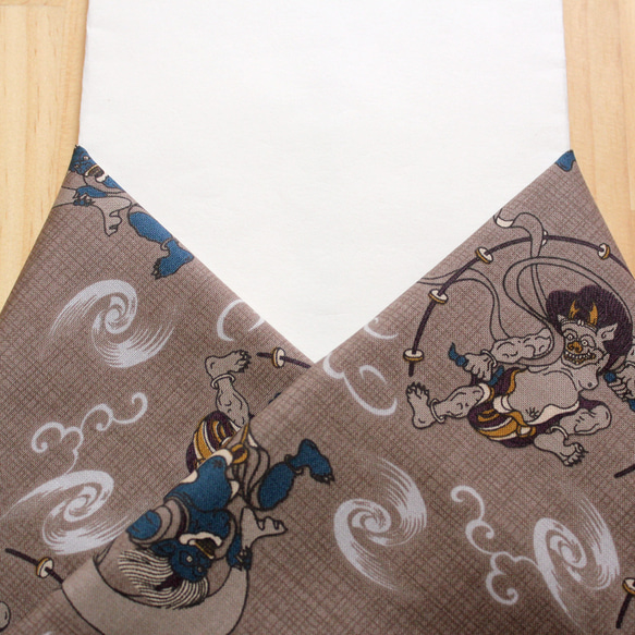 ◆半襟・半衿【風神雷神】朽葉色 1枚目の画像