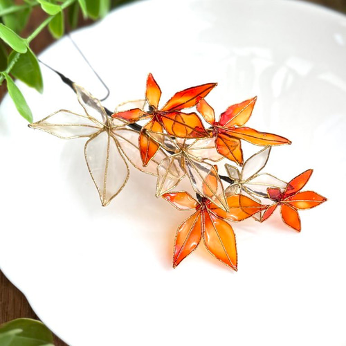 紅葉の髪飾り① ＊もみじ ＊秋 ＊ディップアート その他ヘア