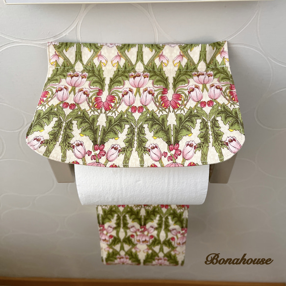 オススメ☆トイレットペーパーホルダーカバーYUWAオリジナルミュルーズ風 「花柄 」 2枚目の画像