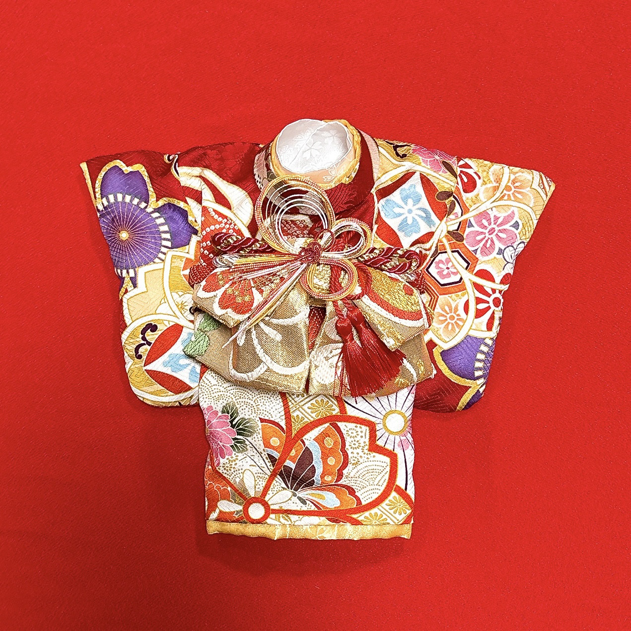 即納✨犬の着物✨犬用本格振袖着物 XS 赤系 正絹 犬服