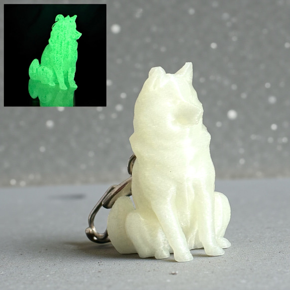SALE中】柴犬 mini3D蓄光（夜光）キーホルダー 半透明蓄光樹脂製