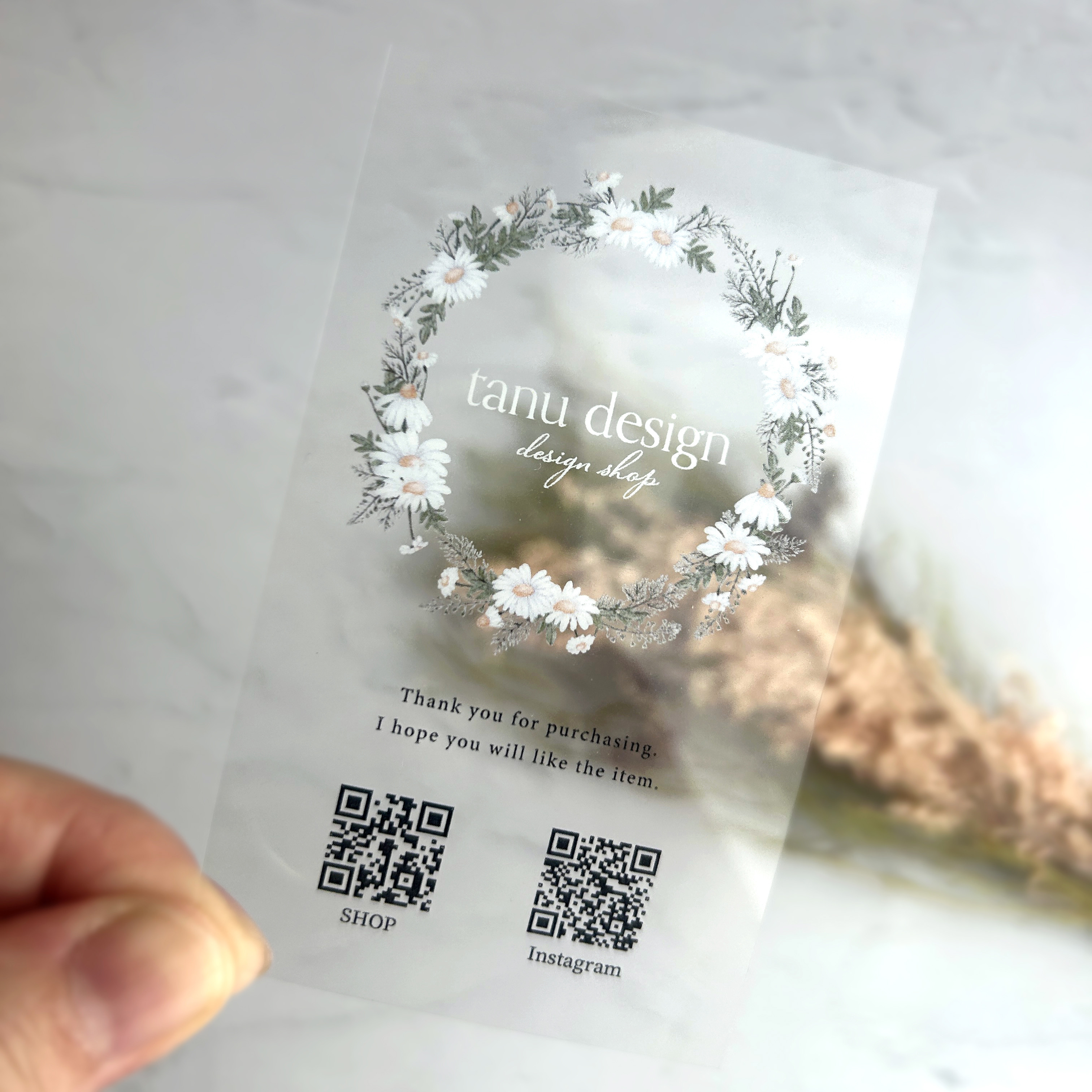 ＜透明＞クリアショップカード_名刺　文字入れ・フォント変更可／No.169