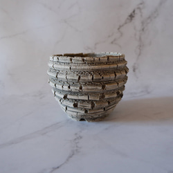 3.5号白砂岩墨流し裂紋鉢236　塊根植物　多肉植物　盆栽　植木鉢　作家鉢　鉢皿　沖縄 3枚目の画像