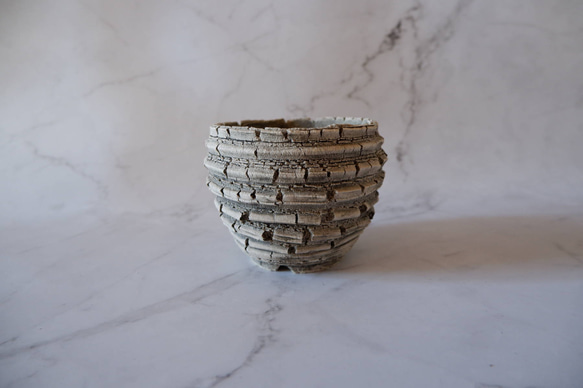 3.5号白砂岩墨流し裂紋鉢236　塊根植物　多肉植物　盆栽　植木鉢　作家鉢　鉢皿　沖縄 3枚目の画像