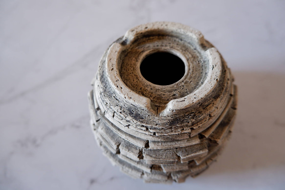 3.5号白砂岩墨流し裂紋鉢236　塊根植物　多肉植物　盆栽　植木鉢　作家鉢　鉢皿　沖縄 6枚目の画像