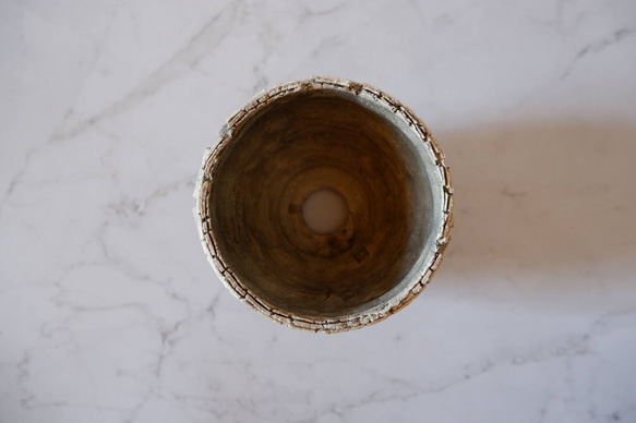 3.5号白砂岩墨流し裂紋鉢236　塊根植物　多肉植物　盆栽　植木鉢　作家鉢　鉢皿　沖縄 5枚目の画像