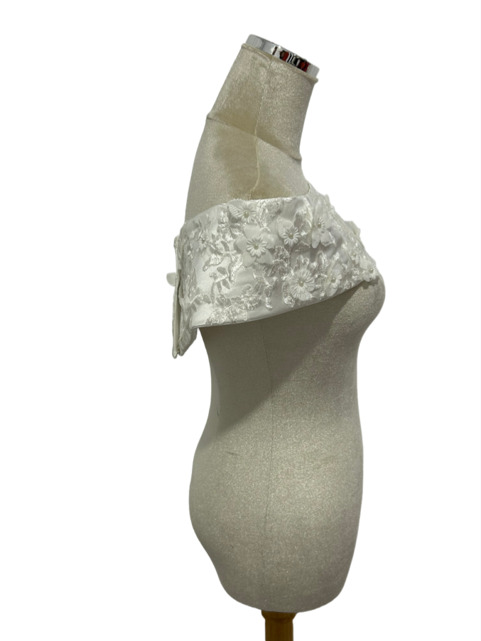 取り外し可能なオフショルダー 3D立体レース刺繍 オフホワイト ブライダル エレガント 結婚式