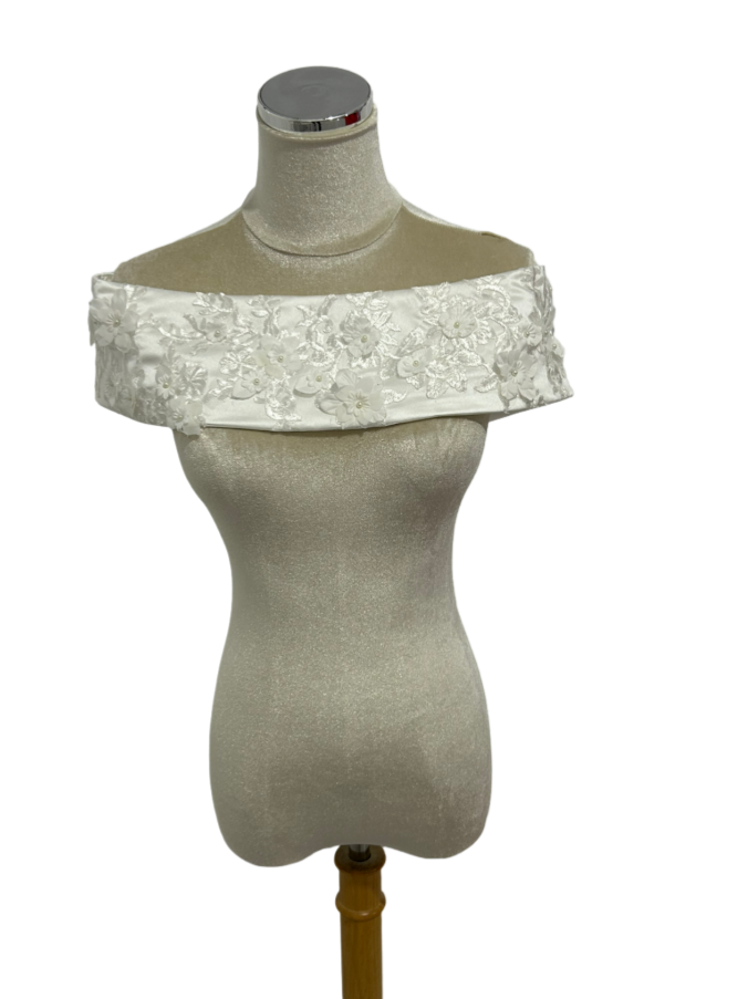 取り外し可能なオフショルダー 3D立体レース刺繍 オフホワイト ブライダル エレガント 結婚式