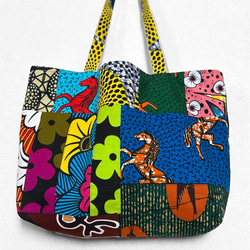 アフリカ布 普段使いできるエコバッグ サブバック アフリカン いちご