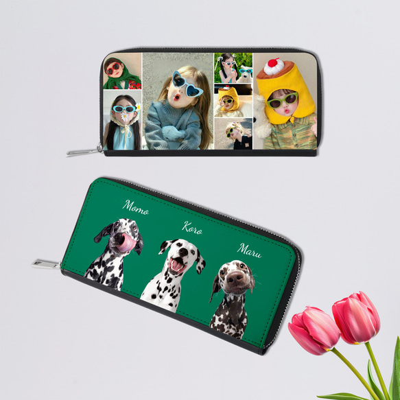 オリジナル写真入り長財布｜PUレザー製・カードケース｜犬猫ペット
