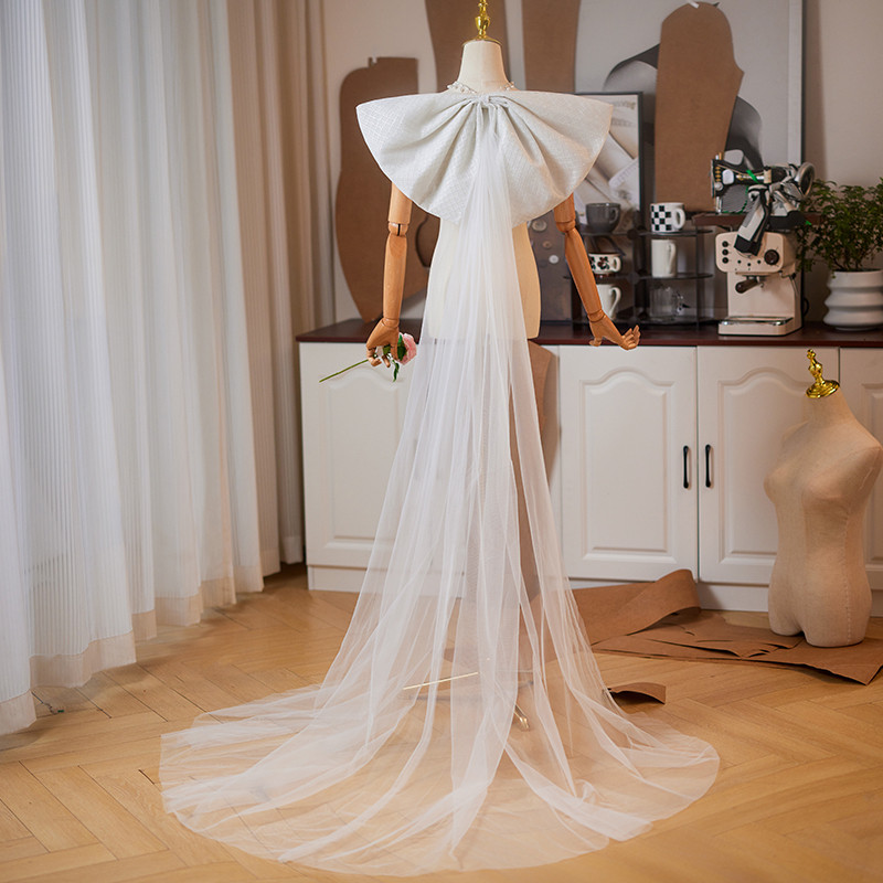 背中の飾り ロングトレーン 裾引き 白 大リボン 大トレーン 綺麗 DIYアクセサリー ウェディングドレス DTY154