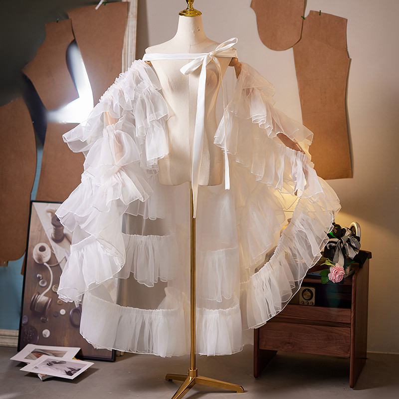 ロングトレーン 裾引き 白 大トレーン 肩飾 DIY アクセサリー ウェディングドレス DTY194