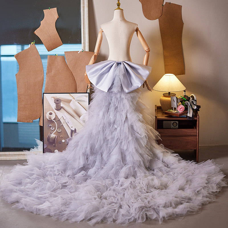 ロングトレーン 裾引き シルバーグレー リボン 大トレーン DIY肩飾り アクセサリー ウェディングドレス DTY195 11,833円