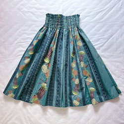 新作】パウスカート(エメラルドグリーン ハイビスカス) フレア