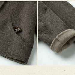 こっくり色　ノーカラーウールのショートコート【秋冬春】ダークグレー 7枚目の画像