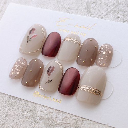 antique tulip マグネット ボルドー ワインレッド チューリップ 成人式