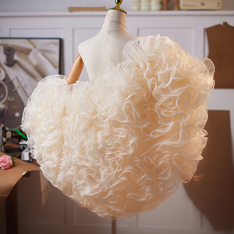 ケープ シャンパン色 立体花 DIY 高級感 肩飾り ドレスアクセサリー パーティー ウェディングドレス DTY196