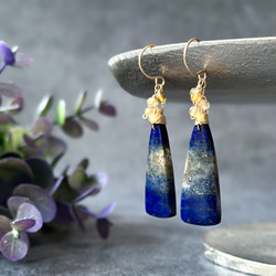 14kgfスノーフレークオブシディアンの一粒ピアス／イヤリング ピアス