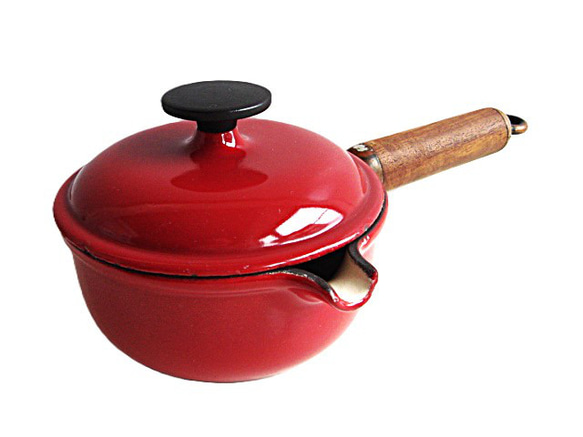 ル・クルーゼ ソースパン ウッドハンドル 14cm 赤 LE CREUSET レア