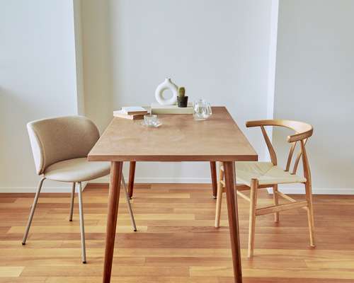 【未使用】モールテックス　ダイニングテーブル　DIY 机 ☆新作「サイズが選べる」モールテックスダイニングテーブル（木製斜め