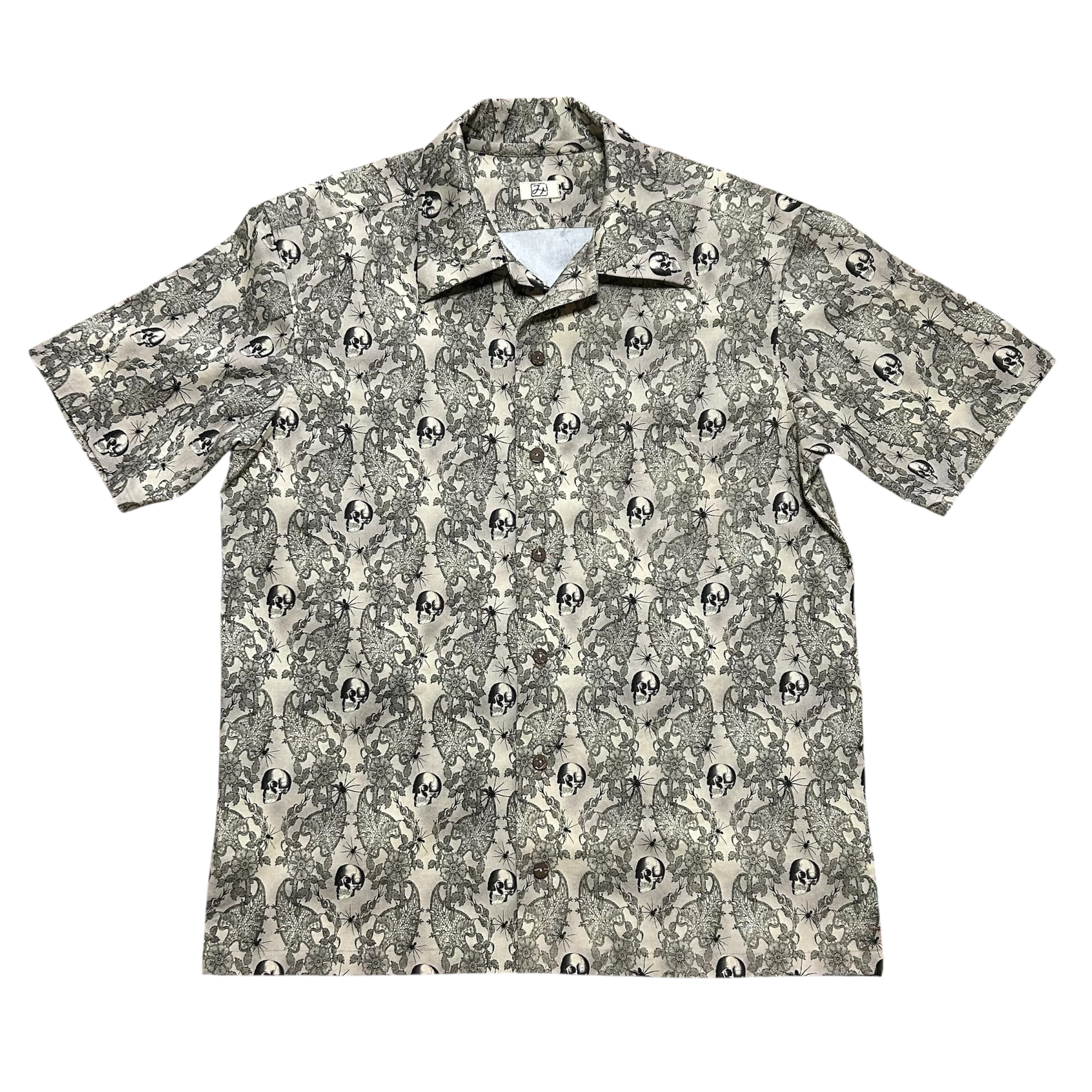 メンズアロハシャツ(XL)　ボタニカルスカル