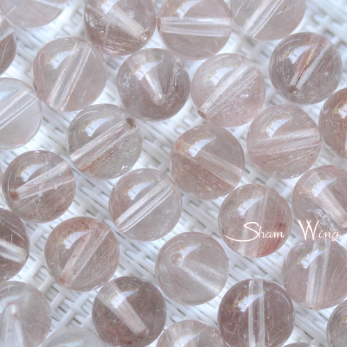 良質ピンクルチルクォーツ ラウンド約7.9～8.2mm☆2粒 希少✿天然石