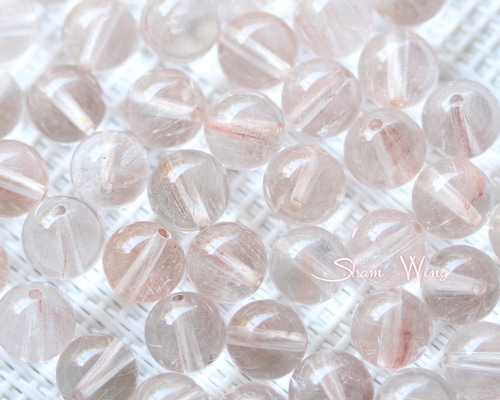 良質ピンクルチルクォーツ ラウンド約7.9～8.2mm☆2粒 希少✿天然石