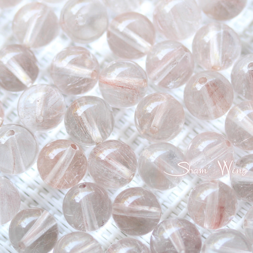 良質ピンクルチルクォーツ ラウンド約7.9～8.2mm☆2粒 希少✿天然石