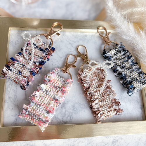 ツイードリボンのミニチャーム♡バッグチャーム♡キーチャーム♡プチ