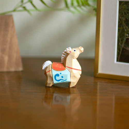 干支 午 馬 奈良一刀彫 畑村龍哉 ミニサイズ 正月飾り 木彫り 木地