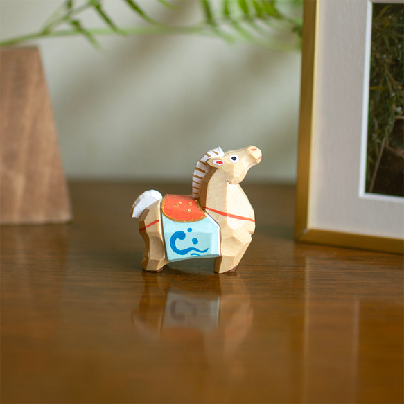 干支 午 馬 奈良一刀彫 畑村龍哉 ミニサイズ 正月飾り 木彫り 木地 ギフト 伝統工芸 1枚目の画像