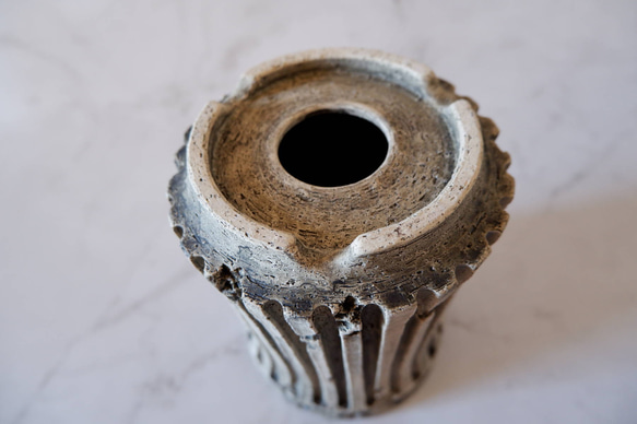 4号墨流し白砂岩鎬深鉢245　塊根植物　アガベ　多肉植物　盆栽　植木鉢　作家鉢　鉢皿　沖縄 6枚目の画像