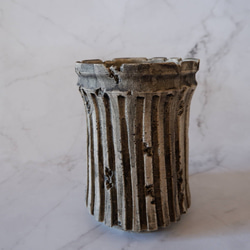 4号墨流し白砂岩鎬深鉢245　塊根植物　アガベ　多肉植物　盆栽　植木鉢　作家鉢　鉢皿　沖縄 3枚目の画像