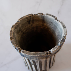 4号墨流し白砂岩鎬深鉢245　塊根植物　アガベ　多肉植物　盆栽　植木鉢　作家鉢　鉢皿　沖縄 4枚目の画像