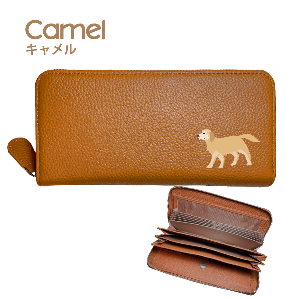 ゴールデンレトリバー 牛本革 多機能 ロングウォレット 長財布 じゃばら カード レシート 自動振り分け