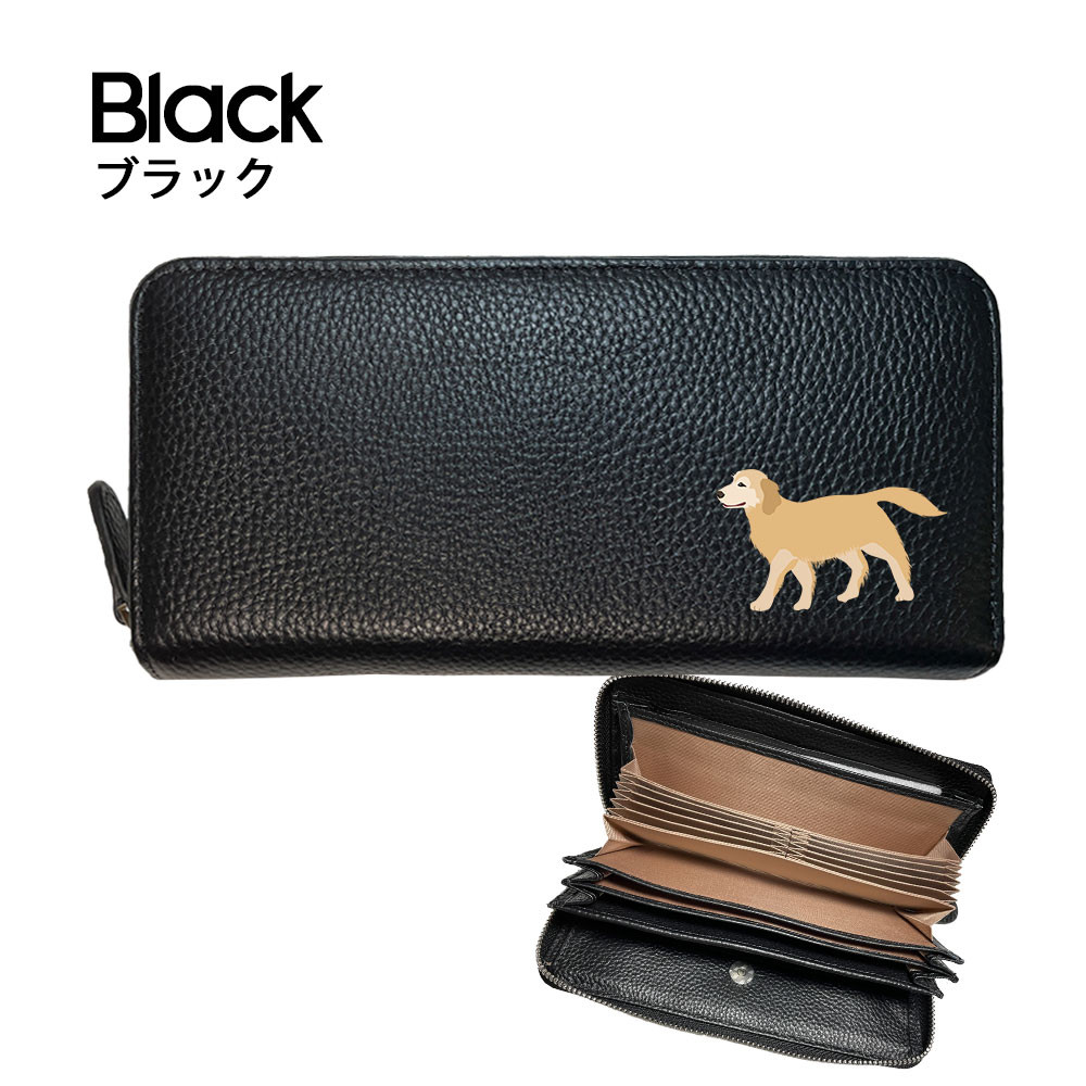 ゴールデンレトリバー 牛本革 多機能 ロングウォレット 長財布 じゃばら カード レシート 自動振り分け