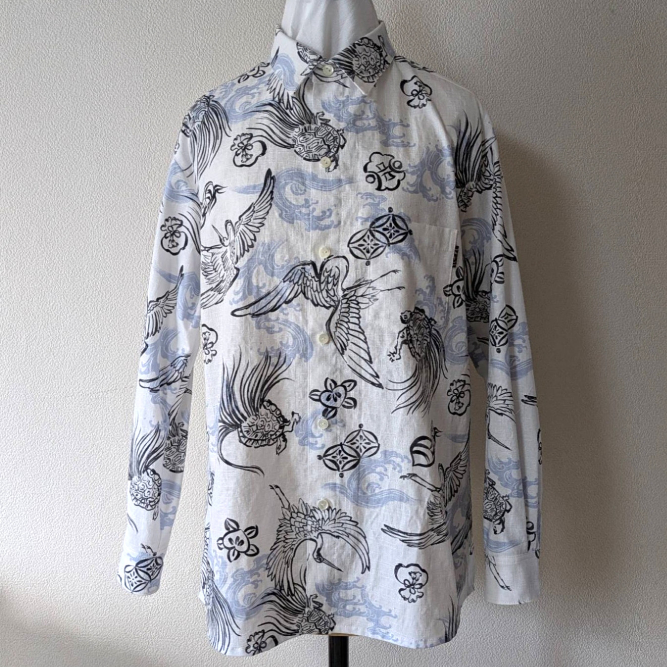 鶴亀スラブ　長袖シャツ　メンズL