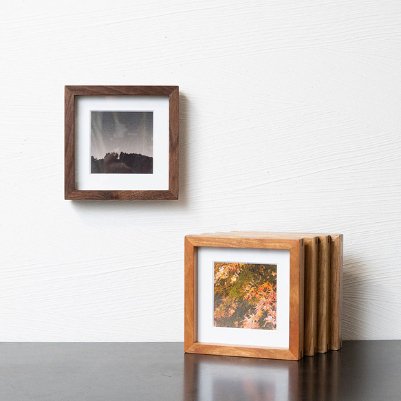 木製 フォトフレーム 【沖家具】スクエア ましかく写真台紙 写真立て