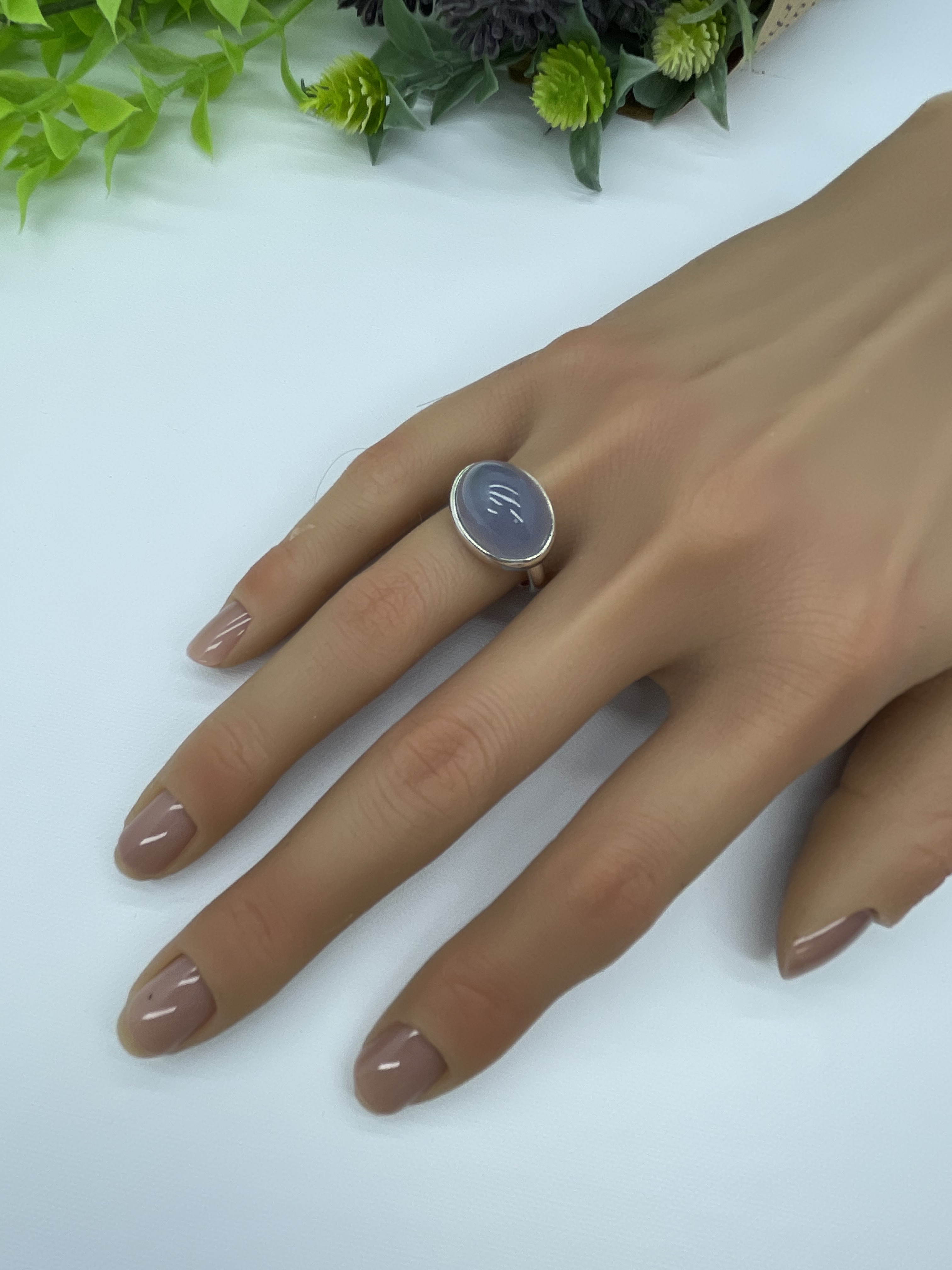 ブルーカドセドニー銀リング