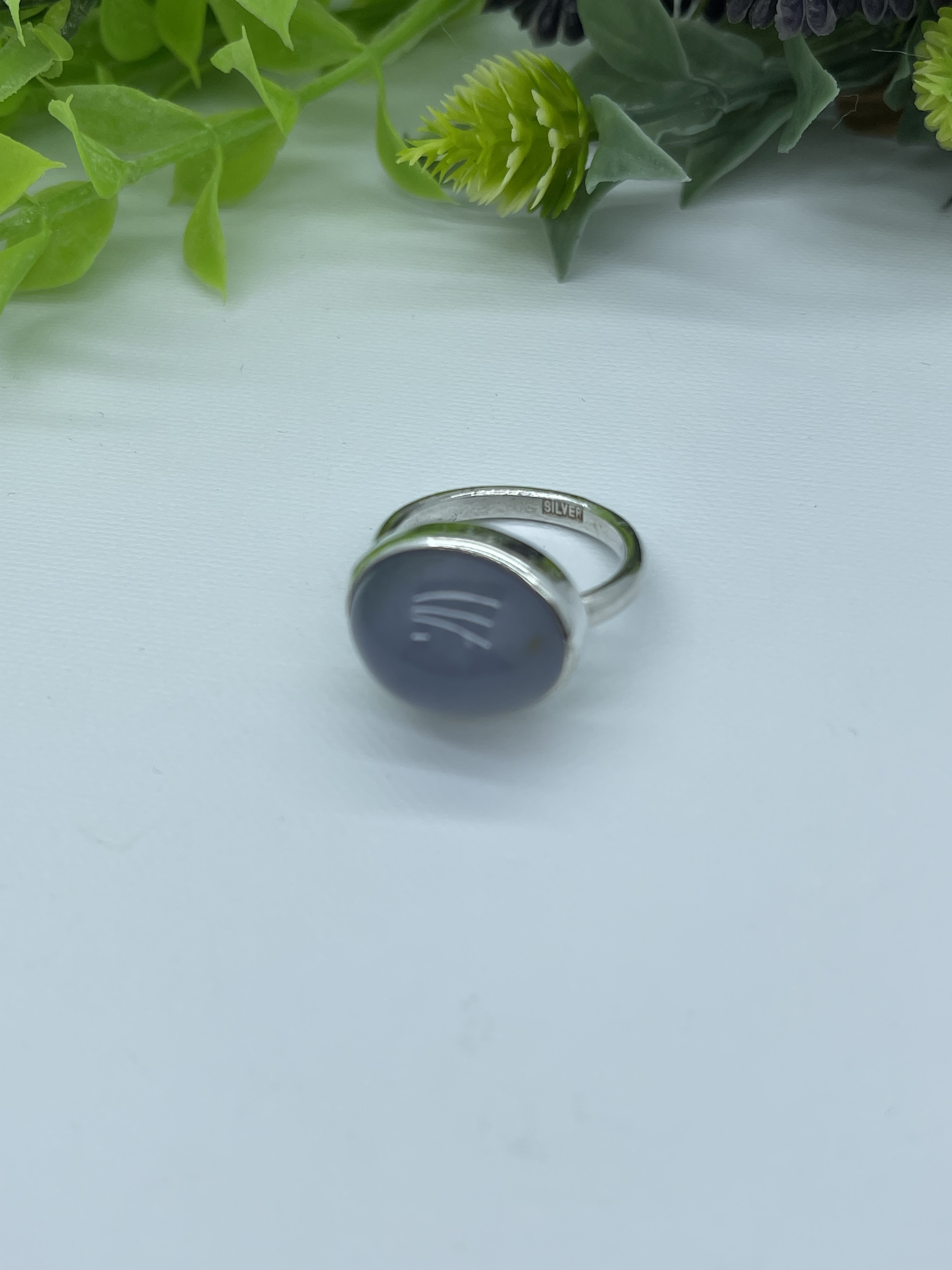 ブルーカドセドニー銀リング