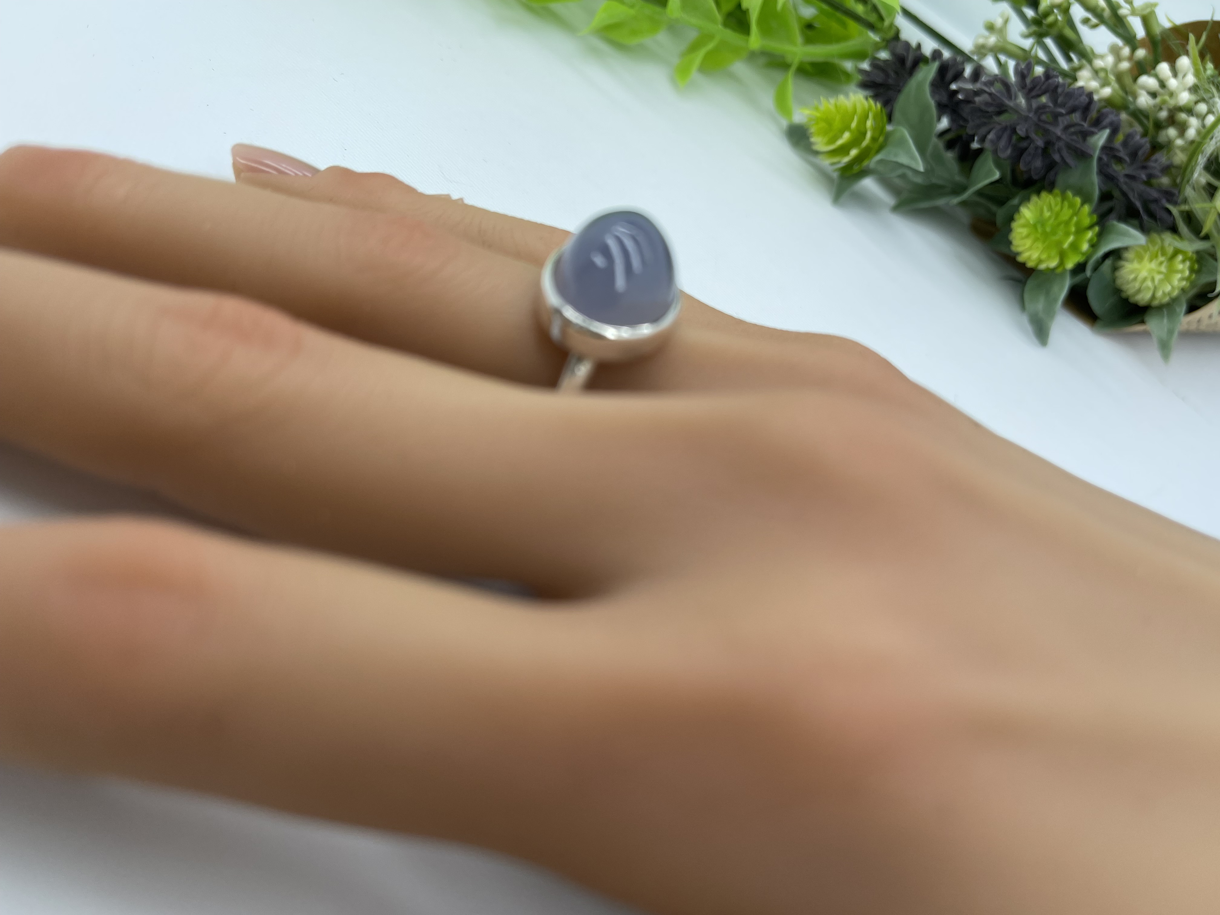 ブルーカドセドニー銀リング