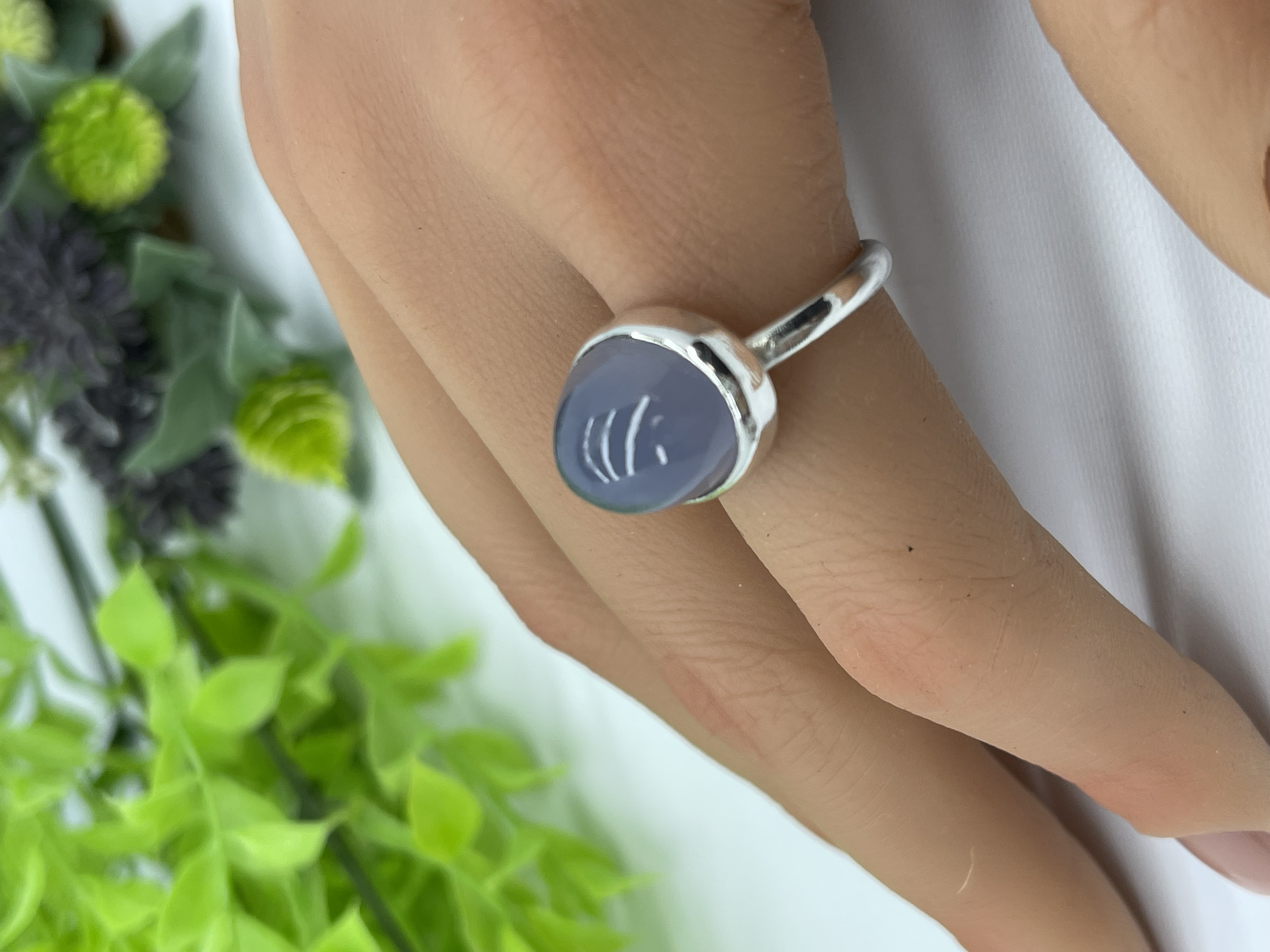 ブルーカドセドニー銀リング