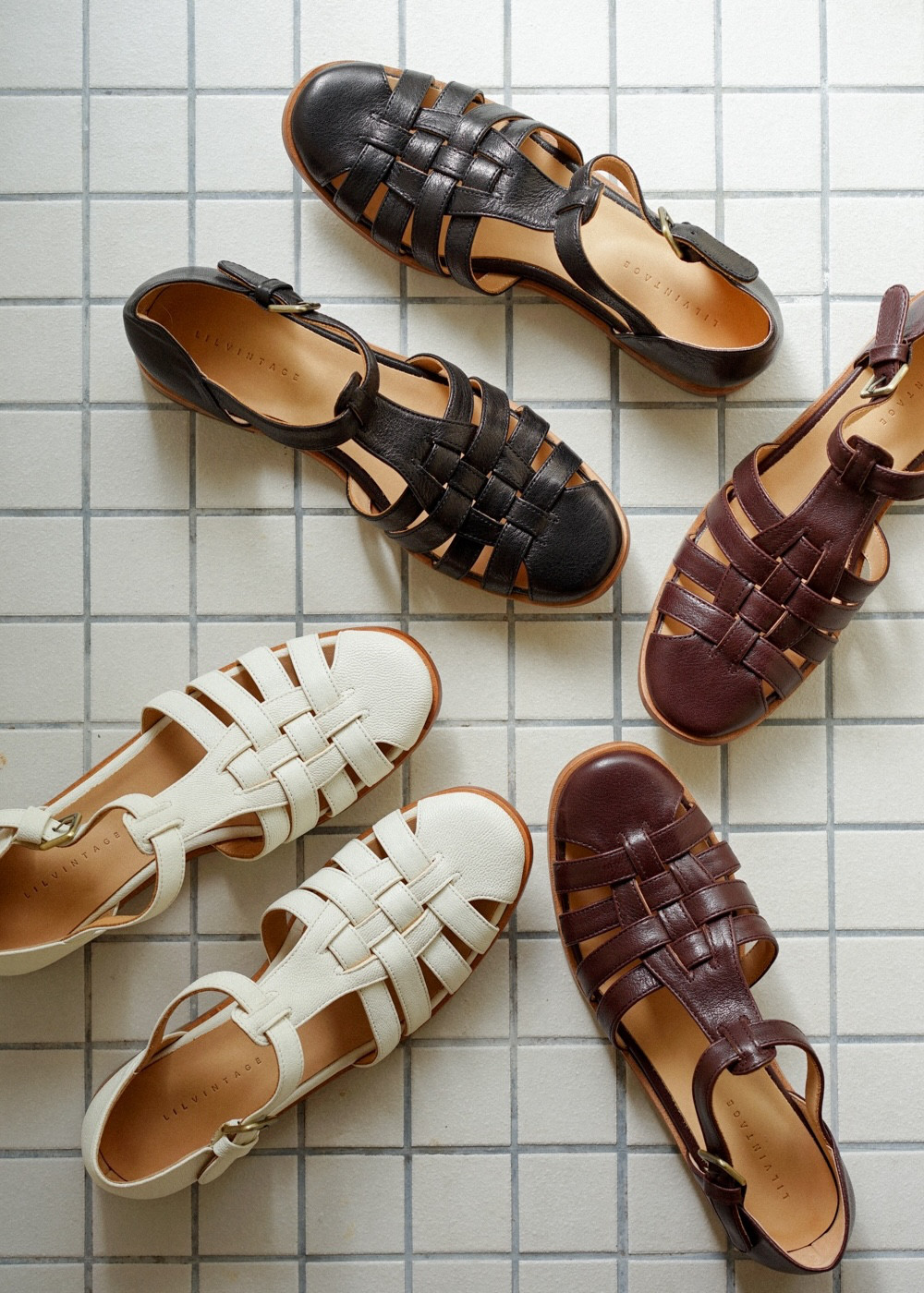 手作り ラムスキン 編み込み ローマ風サンダル（多色展開）