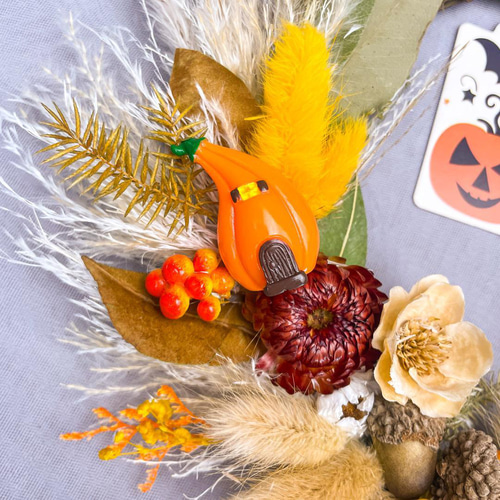 秋リース　ハロウィンリース　秋冬リース　ドライフラワーリース ハロウィンリース 秋リース ドライフラワーリース ドライフラワー Hana