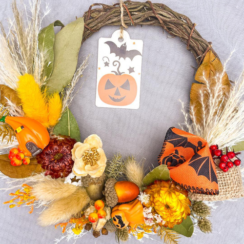 ハロウィンリース 秋リース ドライフラワーリース ドライフラワー Hana