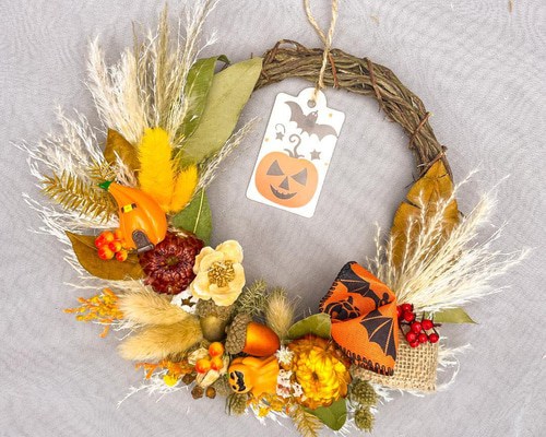 ハロウィンリース 秋リース ドライフラワーリース ドライフラワー Hana