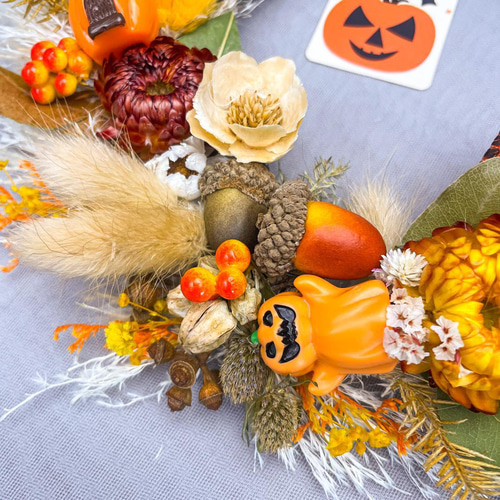 ハロウィンリース 秋リース ドライフラワーリース ドライフラワー Hana