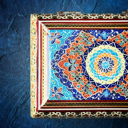 ペルシャの象嵌細工（寄木細工）小箱　長方形 M（14ｃｍ）【ハータムカーリー189】 3枚目の画像